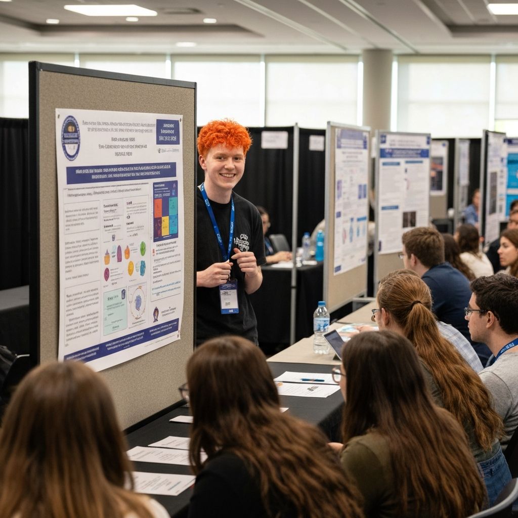 Student presenting research