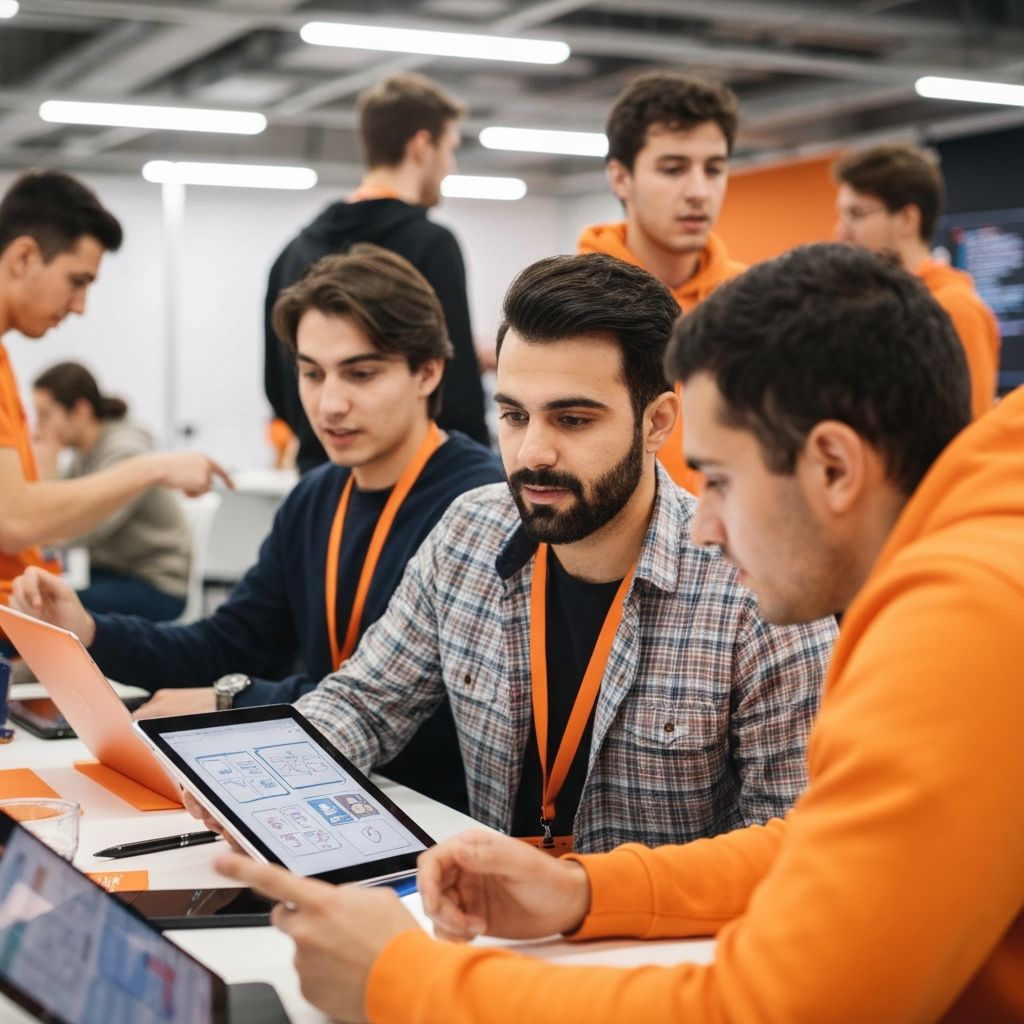 Students at hackathon